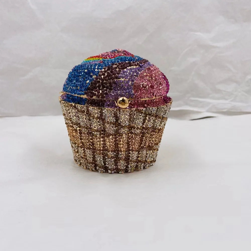 Woman Mini Cake Shape Evening Bag Wedding Bridal Multicolored Diamond Gift Purse Female Crystal Birthday Party Stone Handbag