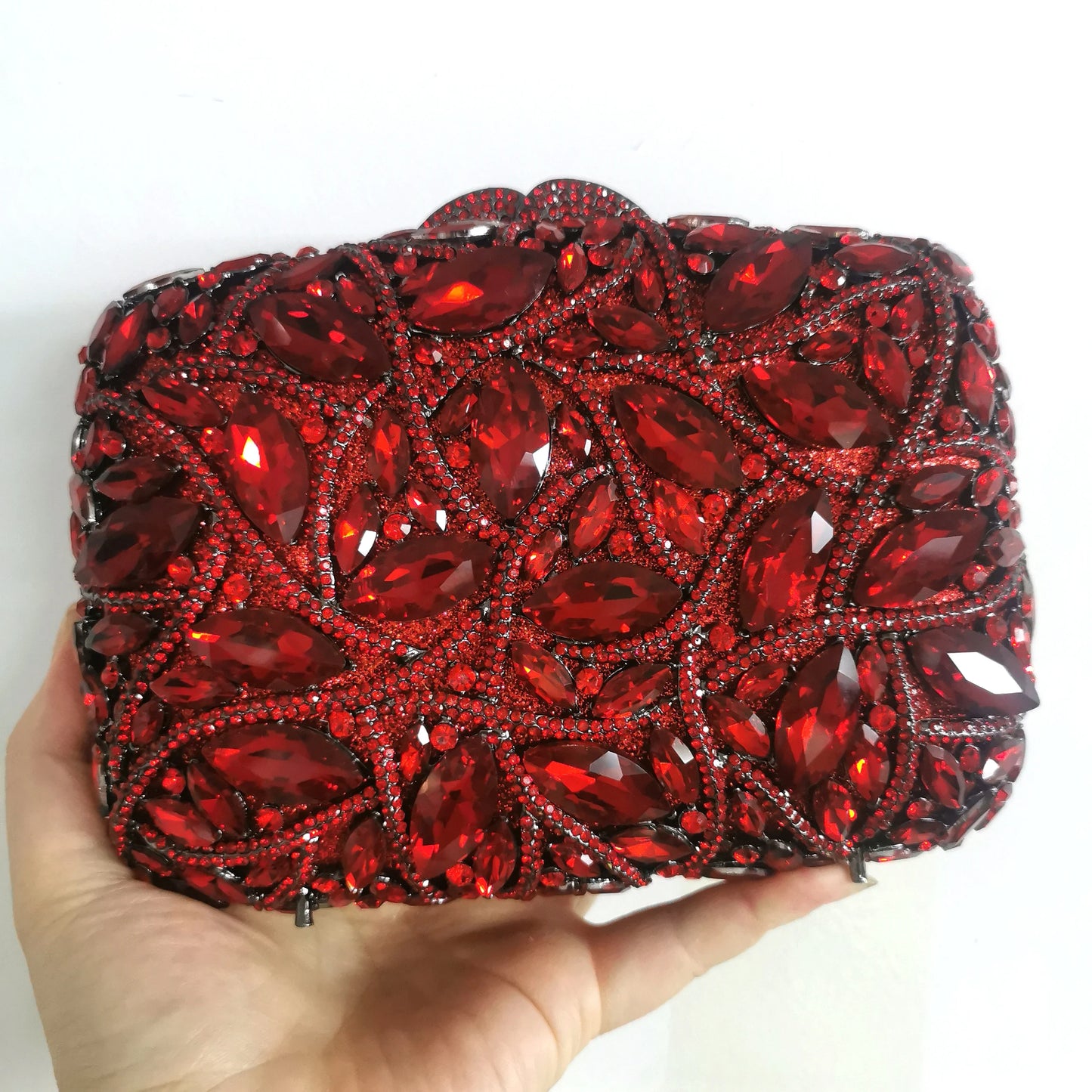 Woman Red Blue Purple AB Diamond Prom Purse Bridal Dinner Banquet Stone Gala Clutch Handbag Crystal Wedding Party Evening Bags