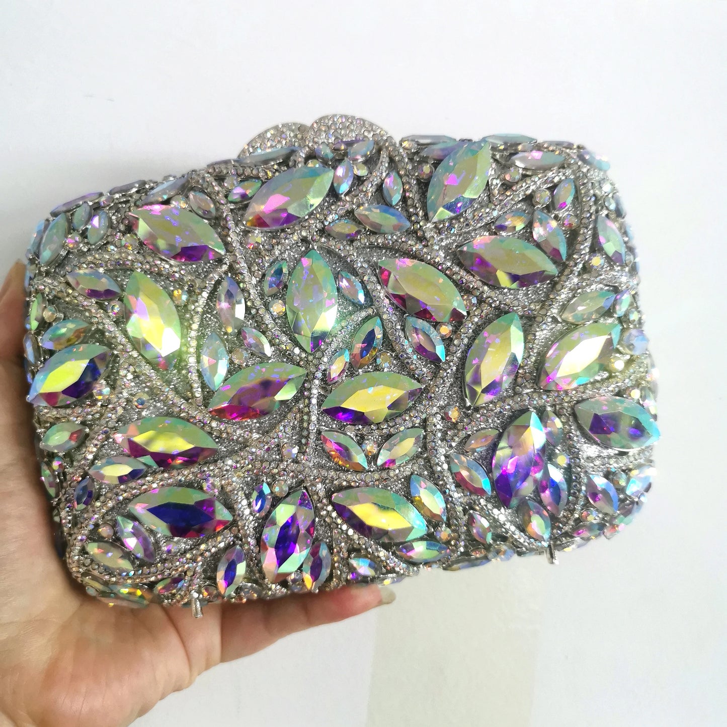 Woman Red Blue Purple AB Diamond Prom Purse Bridal Dinner Banquet Stone Gala Clutch Handbag Crystal Wedding Party Evening Bags
