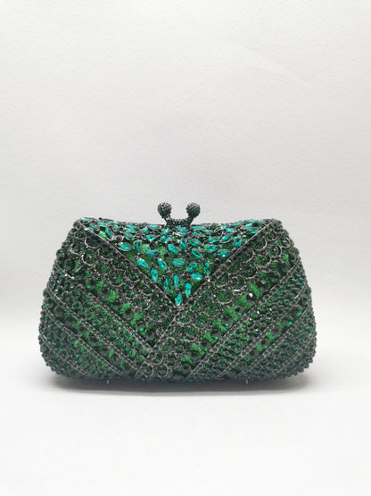 Woman Red Green Purple Crystal Diamond Purse Hollow Out Bridal Birthday Dinner Handbag Wedding Party Metal Clutches Evening Bags