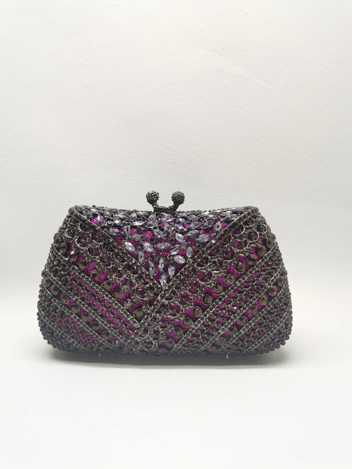 Woman Red Green Purple Crystal Diamond Purse Hollow Out Bridal Birthday Dinner Handbag Wedding Party Metal Clutches Evening Bags