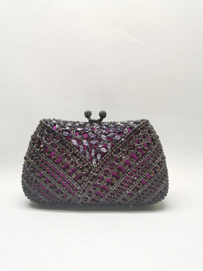 Woman Red Green Purple Crystal Diamond Purse Hollow Out Bridal Birthday Dinner Handbag Wedding Party Metal Clutches Evening Bags