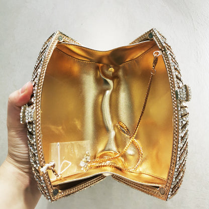 Woman Rhinestone Hollow Out Clutches New Arrival Diamond Evening Bag Crystal Party Dinner Handbag Wedding Bridal Female Purse