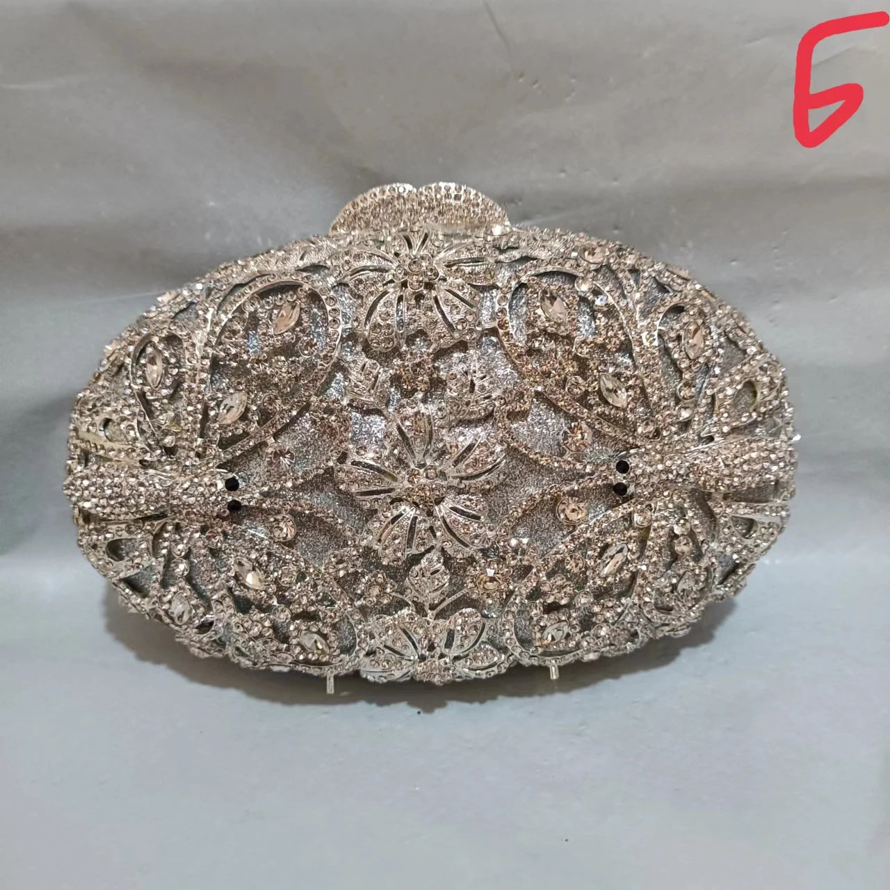Woman Silver Butterfly Flower Diamond Evening Purse Hollow Out Wedding Bridal Clutch Bag Floral Pattern Party Crystal Handbag