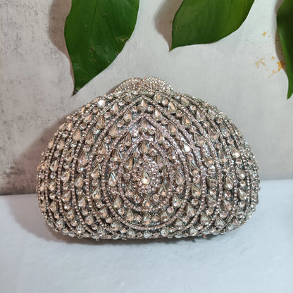 Woman Silver Diamond Cocktail Party Purse Wedding Bridal Hollow Out Elegant Handbag Crystal Birthday Formal Dinner Evening Bag