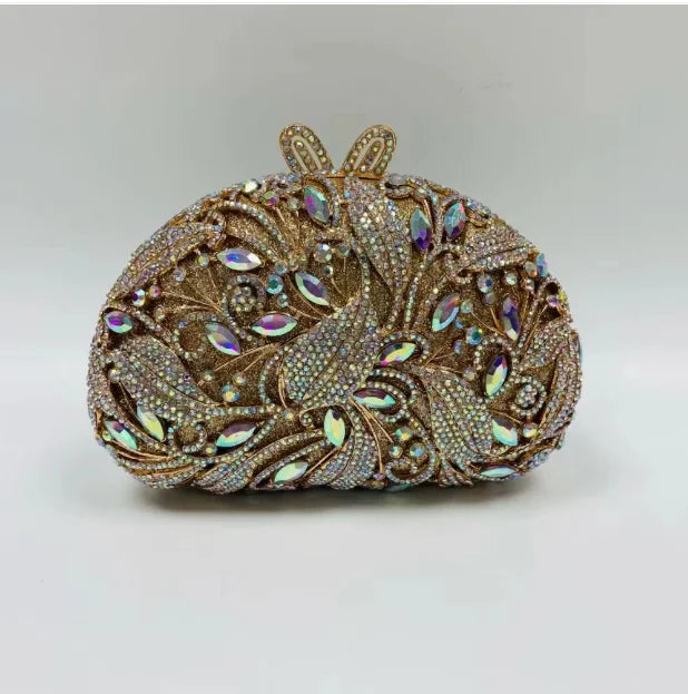 Woman Silver Flower Wedding Bridal Handbag Hollow Out Crystal Party Clutch Purse Birthday Dinner Floral Diamond Gift Evening Bag