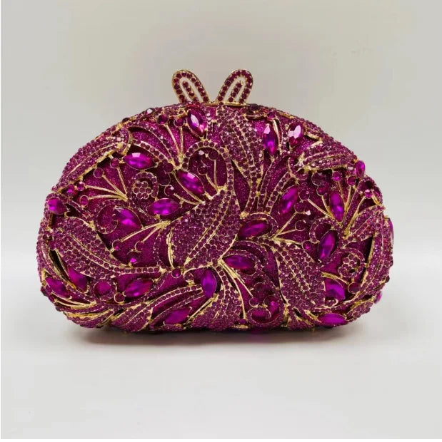 Woman Silver Flower Wedding Bridal Handbag Hollow Out Crystal Party Clutch Purse Birthday Dinner Floral Diamond Gift Evening Bag