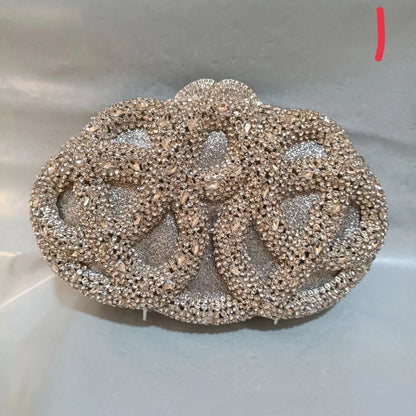 Woman Silver Green Diamond Hollow Snake Purses Bridal Formal Dinner Banquet Animal Handbag Crystal Wedding Party Cocktail Bags