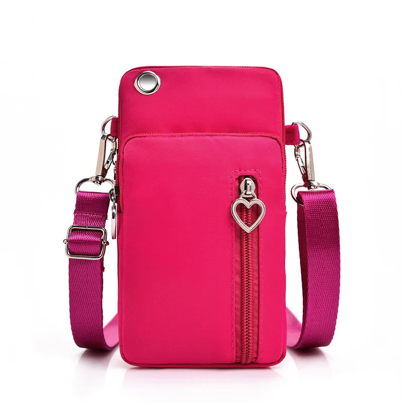 Woman Small Arm Mobile Phone Bag Simple Mini Messenger Shoulder Bag Diagonal Multi-Function Outdoor Earphone Pouch Sports Pouch