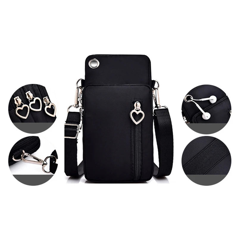 Woman Small Arm Mobile Phone Bag Simple Mini Messenger Shoulder Bag Diagonal Multi-Function Outdoor Earphone Pouch Sports Pouch