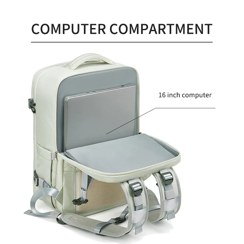Woman Travel Backpack Business 16 Inch Fashion School Laptop Backpack USB Charging Waterproof hiking Backpack With Shoe Bag