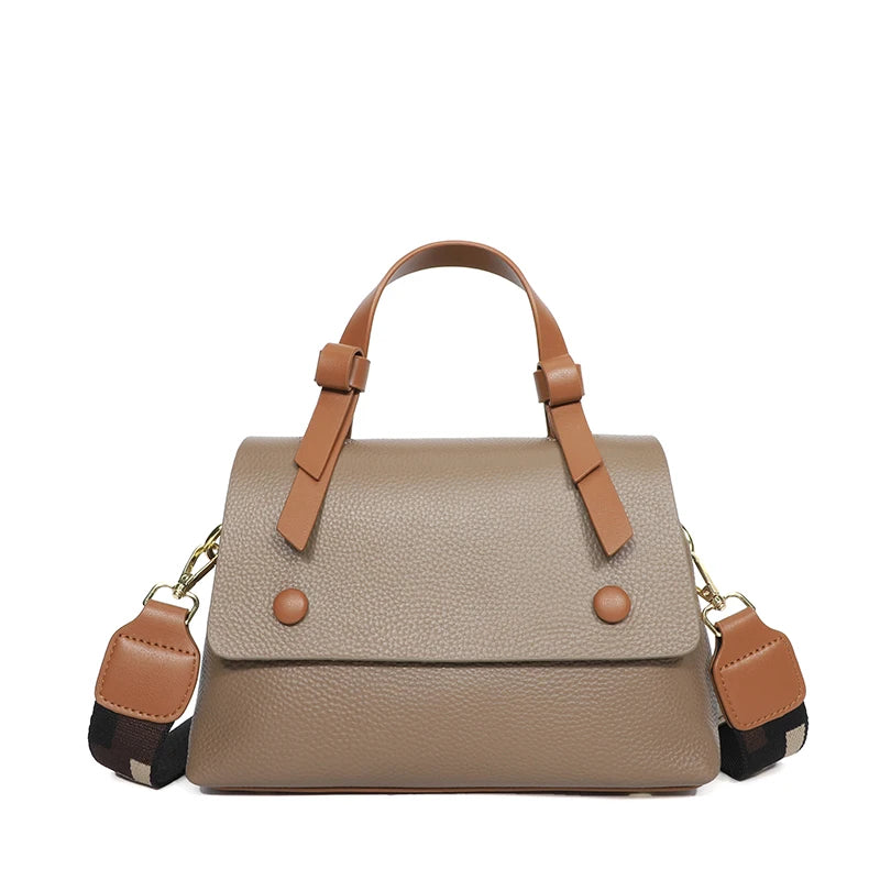 Woman Versatile CrossBody Soft Bag Contrasting Luxury Designer Shoulder Bag Lady Genuine Leather Handbag Casual Ladies Tote Sac