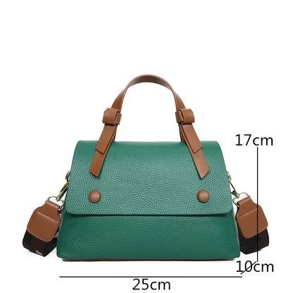 Woman Versatile CrossBody Soft Bag Contrasting Luxury Designer Shoulder Bag Lady Genuine Leather Handbag Casual Ladies Tote Sac