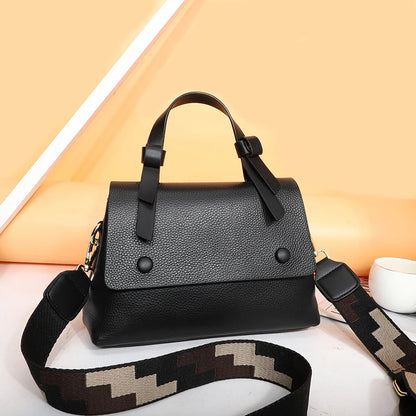 Woman Versatile CrossBody Soft Bag Contrasting Luxury Designer Shoulder Bag Lady Genuine Leather Handbag Casual Ladies Tote Sac