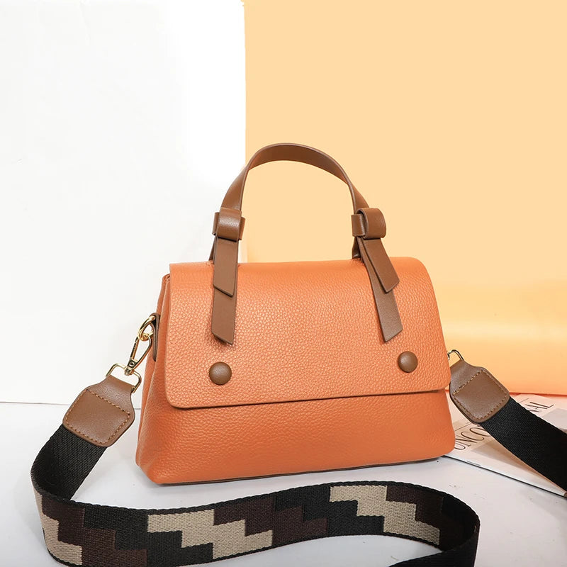 Woman Versatile CrossBody Soft Bag Contrasting Luxury Designer Shoulder Bag Lady Genuine Leather Handbag Casual Ladies Tote Sac