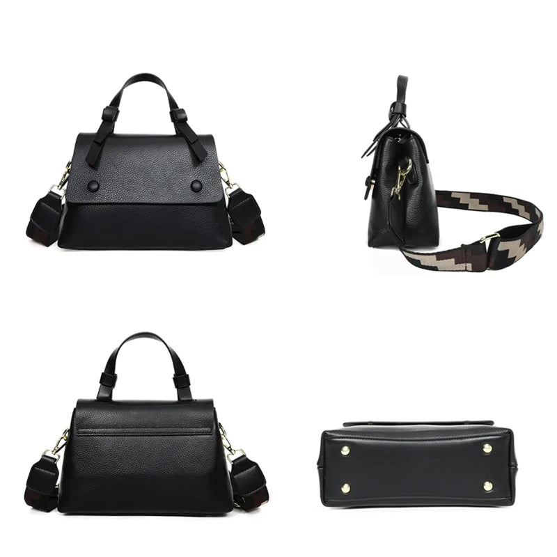 Woman Versatile CrossBody Soft Bag Contrasting Luxury Designer Shoulder Bag Lady Genuine Leather Handbag Casual Ladies Tote Sac