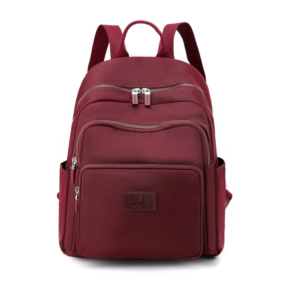 Woman's Backpack Solid Color Nylon Casual Girl's School Bag Multi-function Small Shoulder Bag Exquisite Backpack