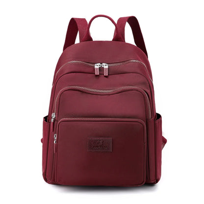 Woman's Backpack Solid Color Nylon Casual Girl's School Bag Multi-function Small Shoulder Bag Exquisite Backpack
