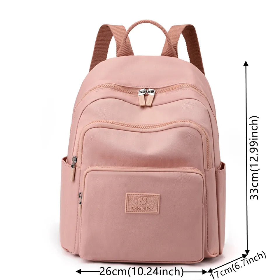 Woman's Backpack Solid Color Nylon Casual Girl's School Bag Multi-function Small Shoulder Bag Exquisite Backpack