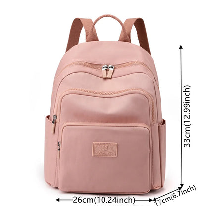 Woman's Backpack Solid Color Nylon Casual Girl's School Bag Multi-function Small Shoulder Bag Exquisite Backpack