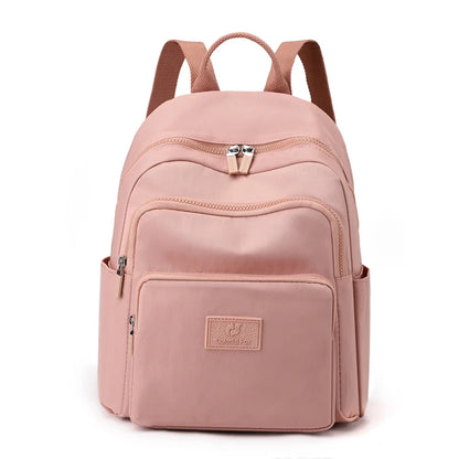 Woman's Backpack Solid Color Nylon Casual Girl's School Bag Multi-function Small Shoulder Bag Exquisite Backpack