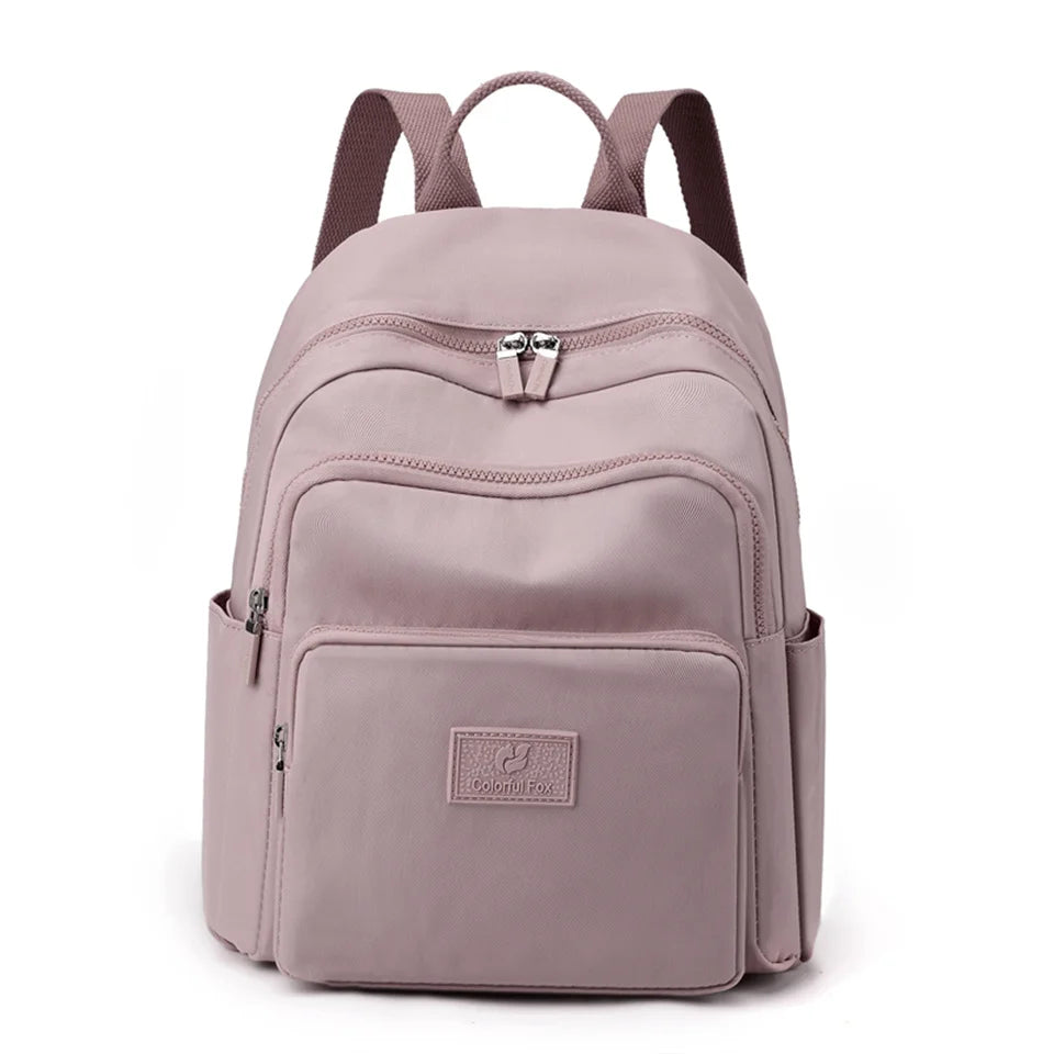 Woman's Backpack Solid Color Nylon Casual Girl's School Bag Multi-function Small Shoulder Bag Exquisite Backpack