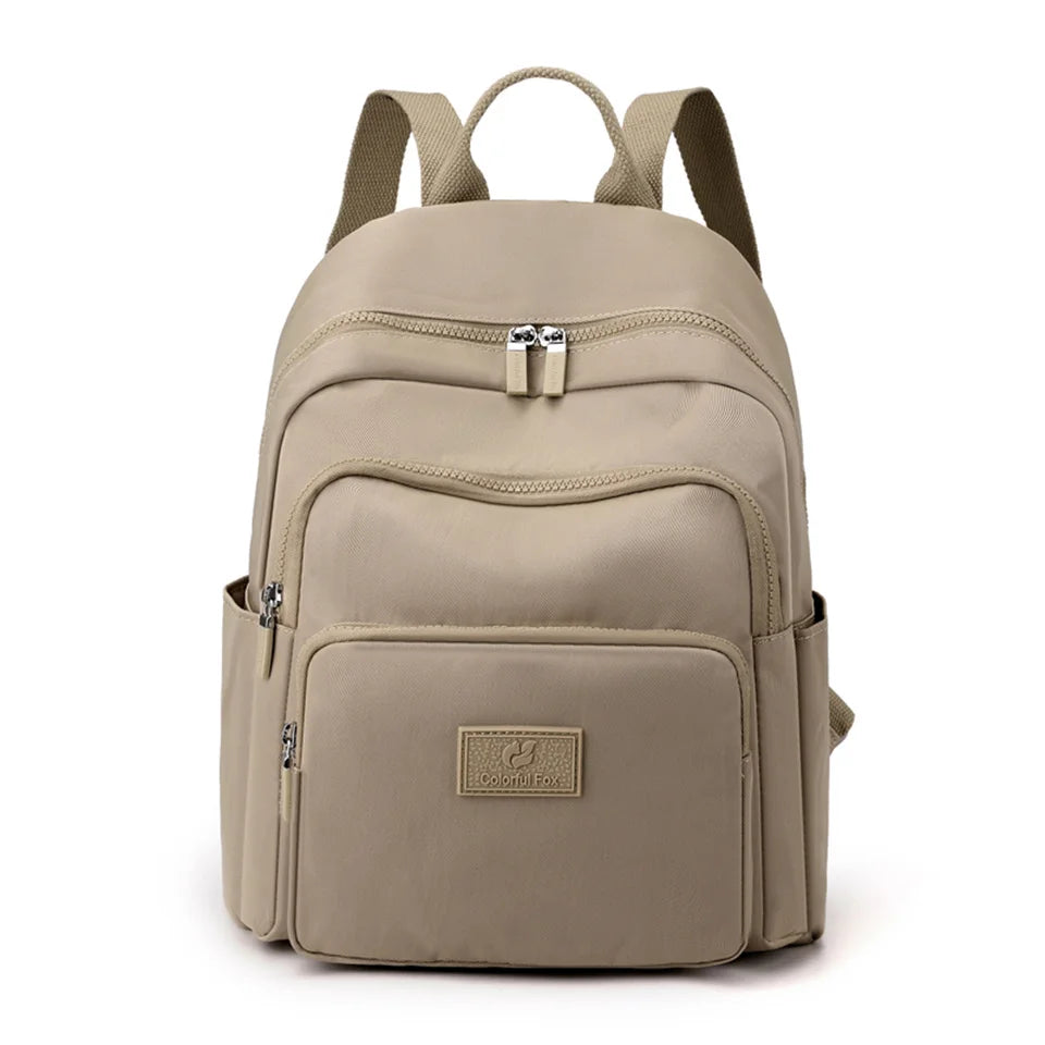 Woman's Backpack Solid Color Nylon Casual Girl's School Bag Multi-function Small Shoulder Bag Exquisite Backpack