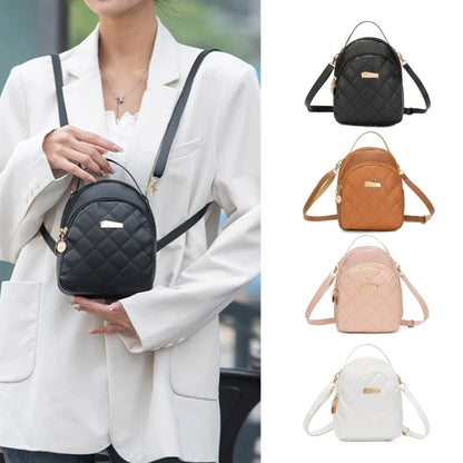 Wome PU Leather Backpack Students School Bag Female Fashion Daypack Ladies All-matching Quilted Backpack for Travel