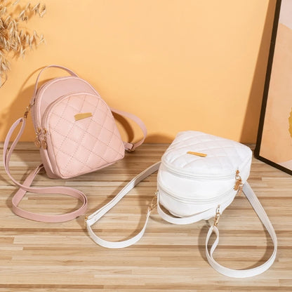 Wome PU Leather Backpack Students School Bag Female Fashion Daypack Ladies All-matching Quilted Backpack for Travel
