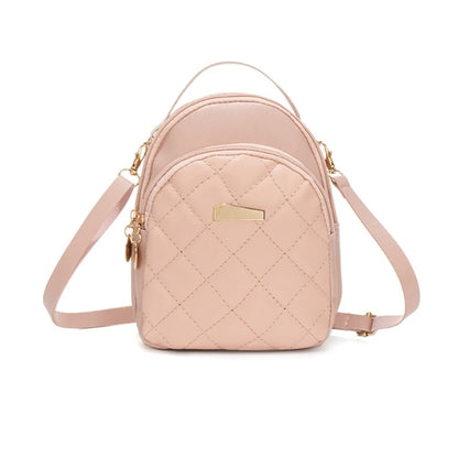 Wome PU Leather Backpack Students School Bag Female Fashion Daypack Ladies All-matching Quilted Backpack for Travel
