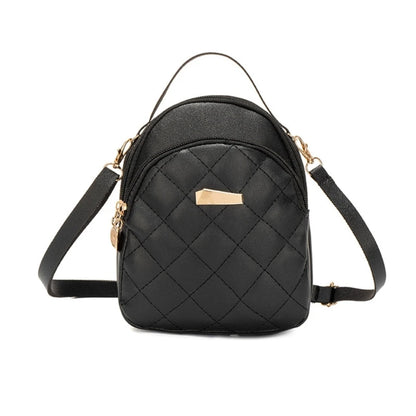 Wome PU Leather Backpack Students School Bag Female Fashion Daypack Ladies All-matching Quilted Backpack for Travel
