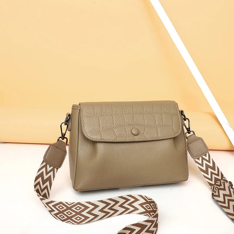 Women 2023 Genuine Leather Ladies Handbags Female Tote Sac High Quality Solid Color Genuine Leather Shoulder Crossbody Bags For