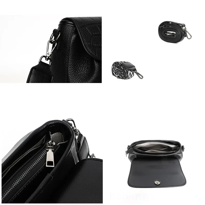 Women 2023 Genuine Leather Ladies Handbags Female Tote Sac High Quality Solid Color Genuine Leather Shoulder Crossbody Bags For