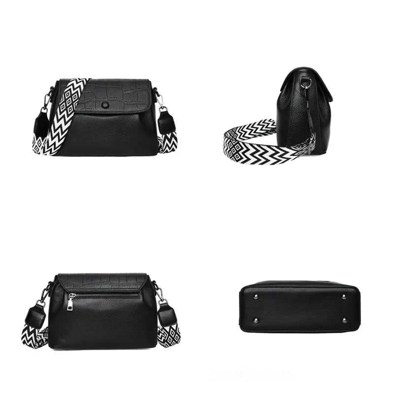Women 2023 Genuine Leather Ladies Handbags Female Tote Sac High Quality Solid Color Genuine Leather Shoulder Crossbody Bags For
