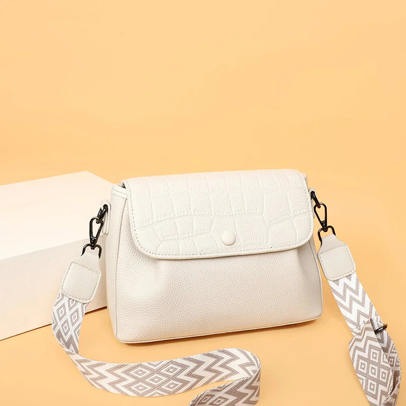 Women 2023 Genuine Leather Ladies Handbags Female Tote Sac High Quality Solid Color Genuine Leather Shoulder Crossbody Bags For