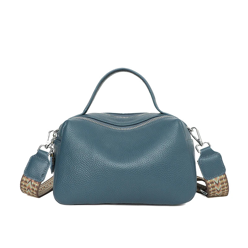 Women 2024 Genuine Leather Ladies Handbags Female Tote Sac High Quality Solid Color Genuine Leather Shoulder Crossbody Bags For