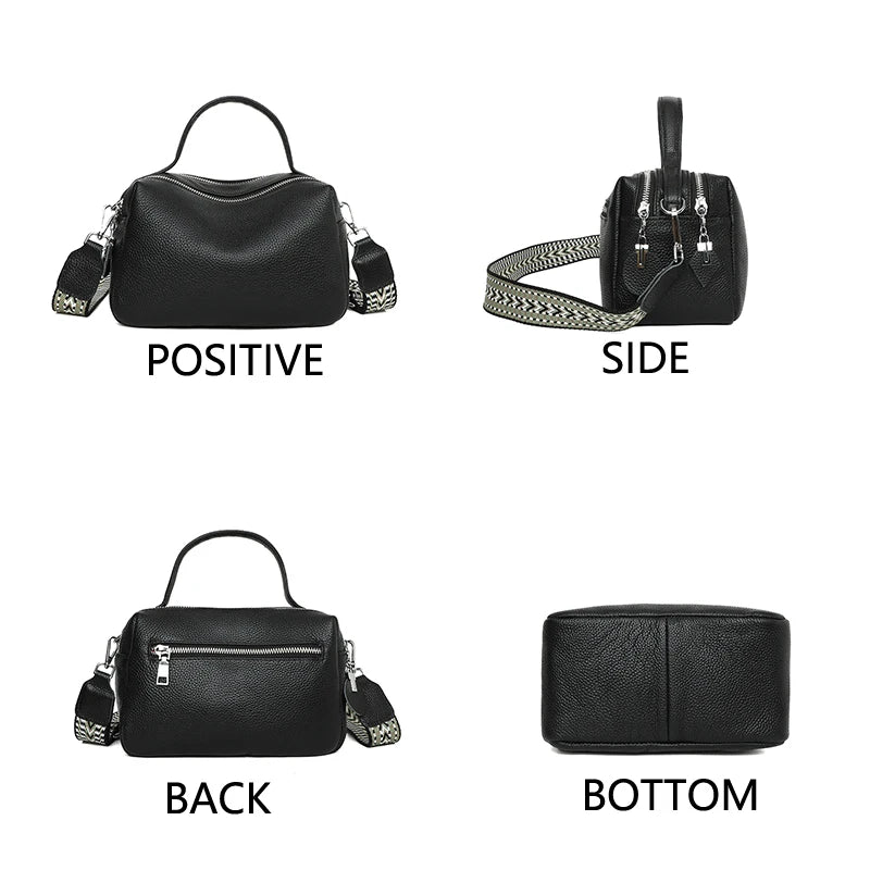 Women 2024 Genuine Leather Ladies Handbags Female Tote Sac High Quality Solid Color Genuine Leather Shoulder Crossbody Bags For
