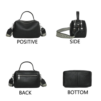 Women 2024 Genuine Leather Ladies Handbags Female Tote Sac High Quality Solid Color Genuine Leather Shoulder Crossbody Bags For