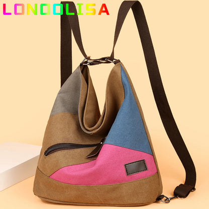 Women 3 In 1 Handbags Crossbody Canvas Bag for Women 2024 Big Shoulder Tote Female Handbags Lady Designer Messenger Backpack Sac