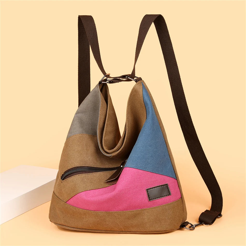 Women 3 In 1 Handbags Crossbody Canvas Bag for Women 2024 Big Shoulder Tote Female Handbags Lady Designer Messenger Backpack Sac
