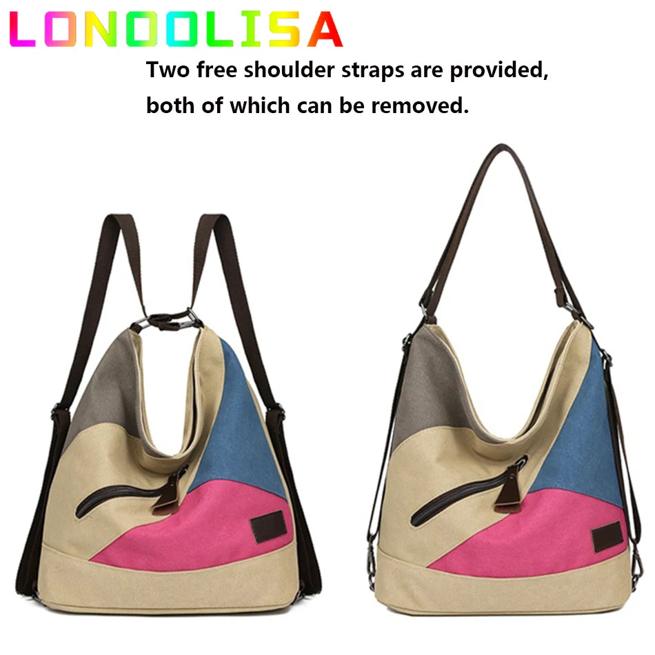 Women 3 In 1 Handbags Crossbody Canvas Bag for Women 2024 Big Shoulder Tote Female Handbags Lady Designer Messenger Backpack Sac