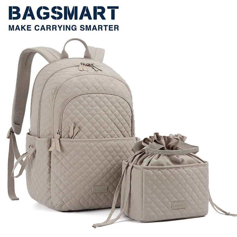 Women Backpack BAGSMART 15.6inch Teenage Girl Laptop Backpack Independent School Lunch Bag Travel Outdoor Backpack with Meal Kit