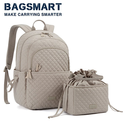 Women Backpack BAGSMART 15.6inch Teenage Girl Laptop Backpack Independent School Lunch Bag Travel Outdoor Backpack with Meal Kit