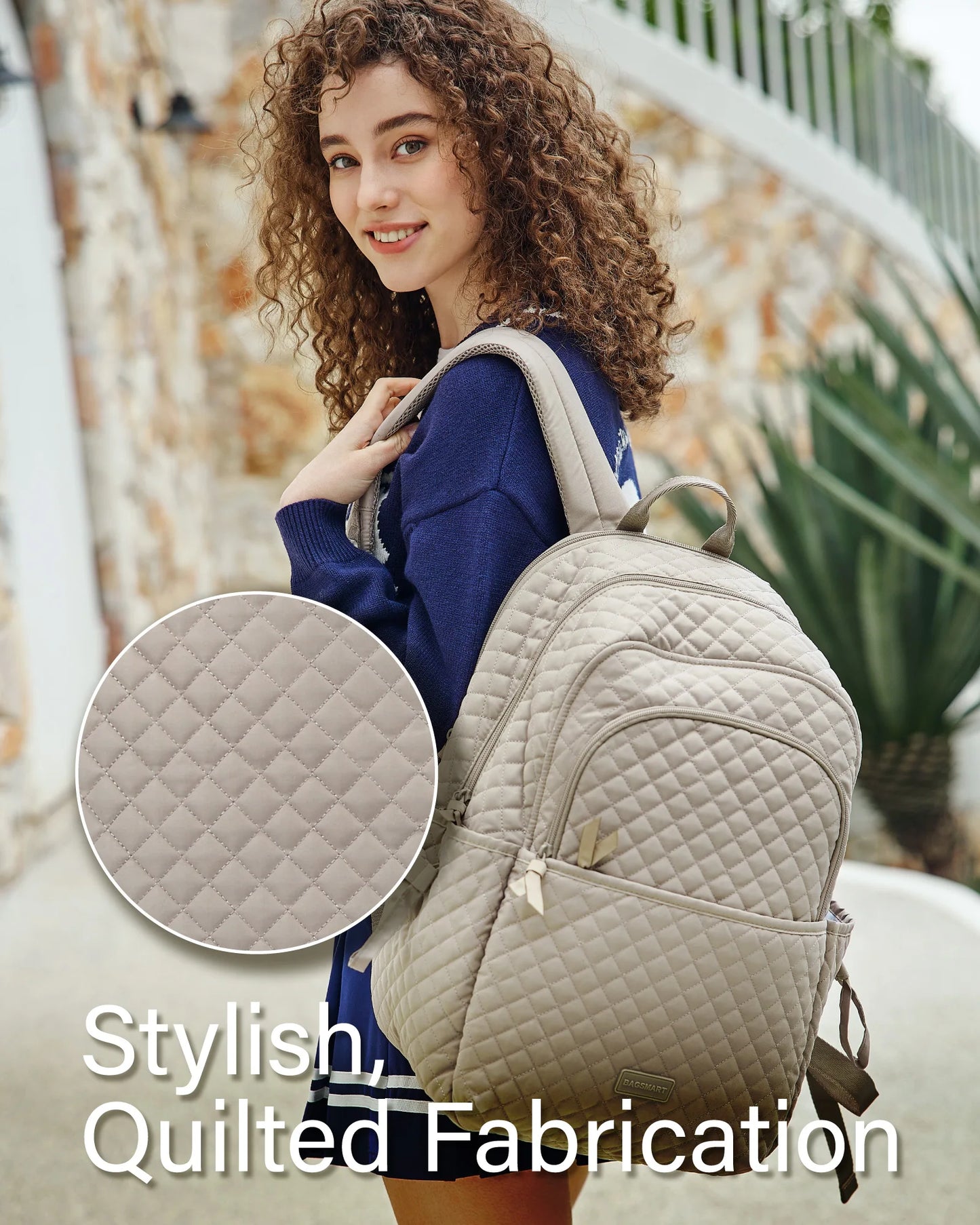 Women Backpack BAGSMART 15.6inch Teenage Girl Laptop Backpack Independent School Lunch Bag Travel Outdoor Backpack with Meal Kit