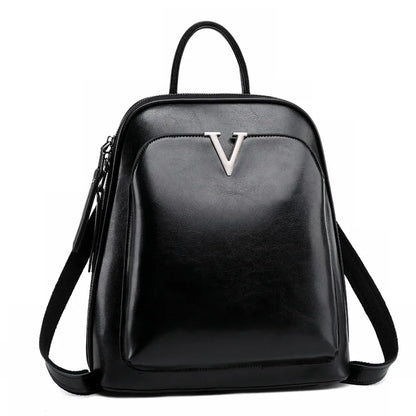 Women Backpack Cross Body Shoulder Bags Daypack Oil Wax Genuine Leather School Fashion Retro Cowhide Female Rucksack Backpacks