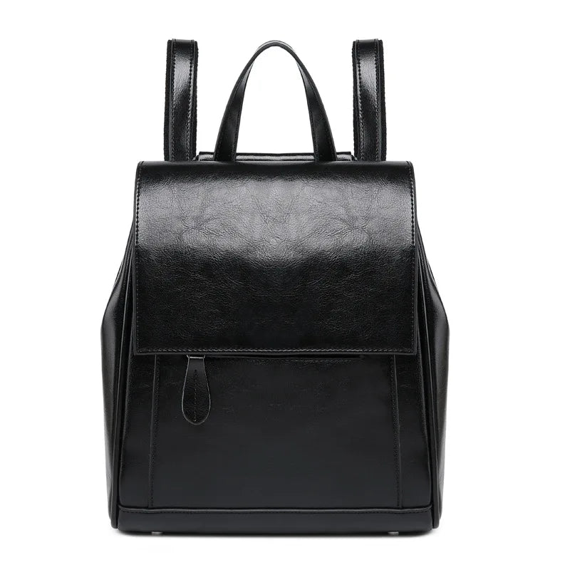 Women Backpack Cross Body Shoulder Bags Oil Wax Genuine Leather School Laptop Fashion Retro Cowhide Female Rucksack Backpacks