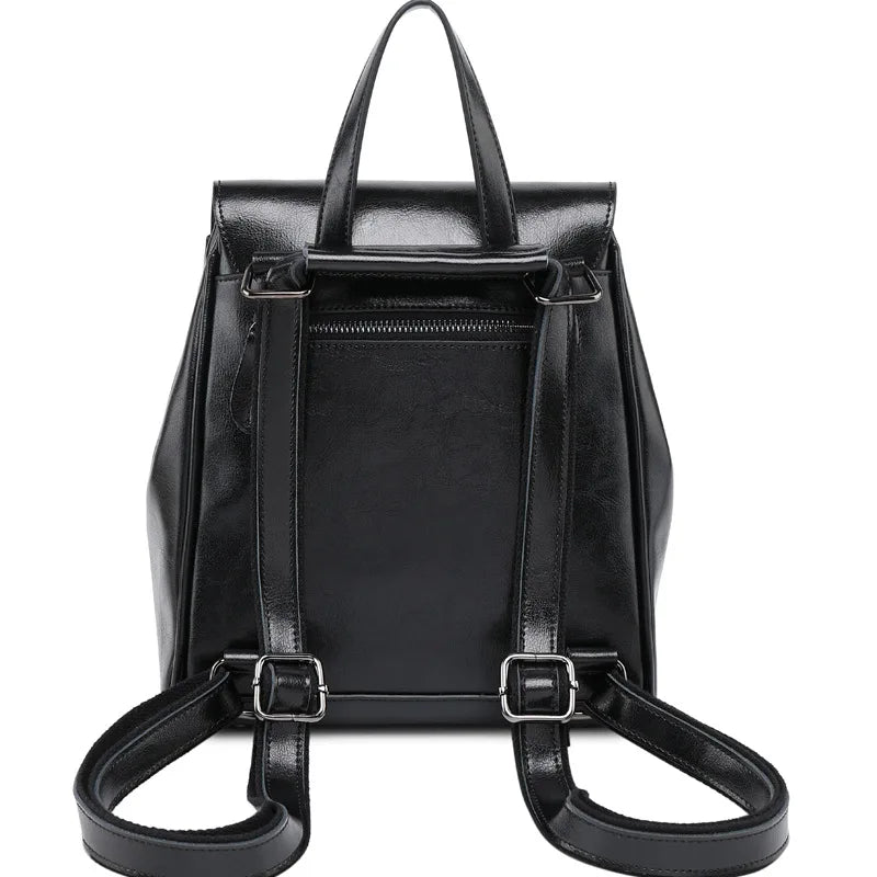 Women Backpack Cross Body Shoulder Bags Oil Wax Genuine Leather School Laptop Fashion Retro Cowhide Female Rucksack Backpacks