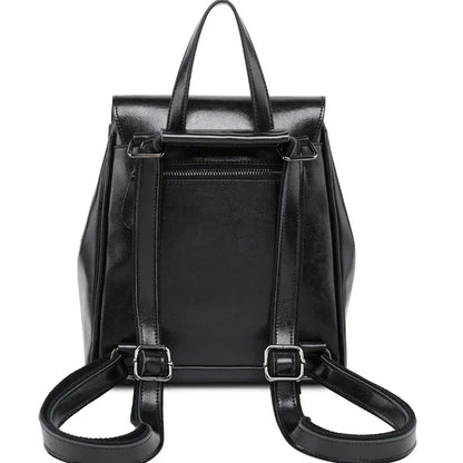 Women Backpack Cross Body Shoulder Bags Oil Wax Genuine Leather School Laptop Fashion Retro Cowhide Female Rucksack Backpacks