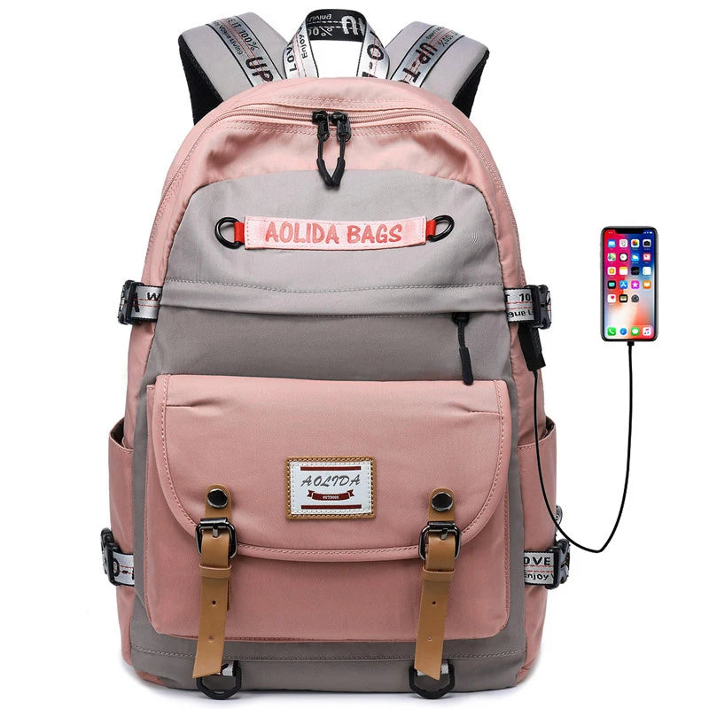 Women Backpack Fashion Waterproof Rucksack for Teen Girls School Bag Laptop 14 15 15.6 Inch USB College Back Pack Mochila