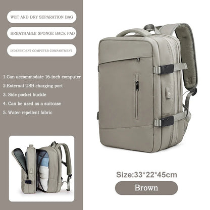 Women Backpack Laptop College Ajastable Waterproof Travel Bag Airline Expandable Large Capacity Light High Quality Backpacks USB